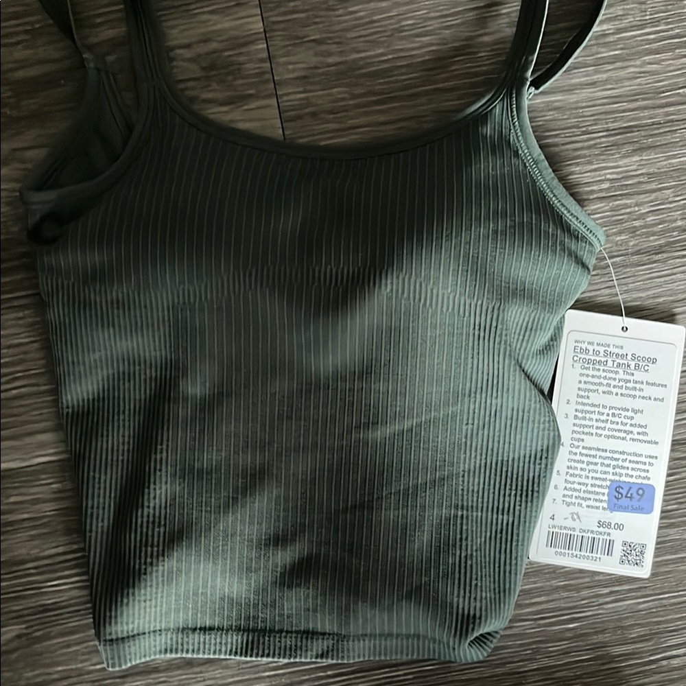 Lululemon ebb Olive Green Ribbed Tank Top